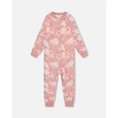 Deux Par Deux Baby Girl's Organic Cotton One Piece Pajama Old Pink Printed Roses