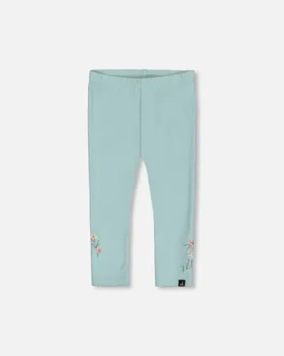 Deux Par Deux Baby Girl's Super Soft Brushed Rib Leggings Light Blue In Canton