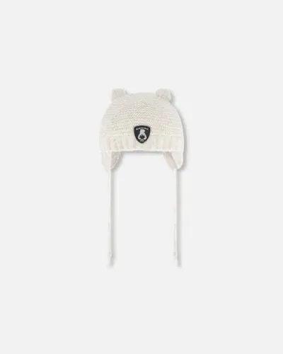 Deux Par Deux Kids'  Baby Unisex Knit Hat With Ears Off White In Whisper White