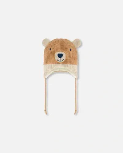 Deux Par Deux Kids'  Baby Unisex Peruvian Knit Hat Gold Brown In Doe