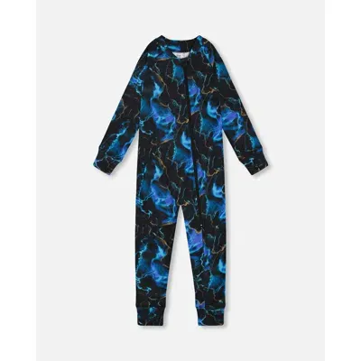 Deux Par Deux Babies'  Little Boy's One Piece Thermal Underwear Black Printed Storm