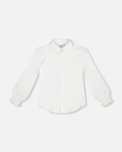 Deux Par Deux Babies'  Little Girl's Long Sleeve Button Front Shirt Off White