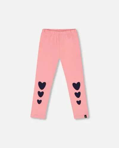 Deux Par Deux Kids'  Little Girl's Organic Cotton Legging With Knee Print Pink In Mauve Glow