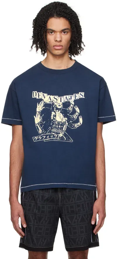 Deva States Blue Print T-shirt In Indigo Dyed Blue