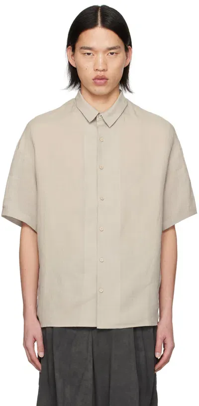 Devoa Taupe Spread Collar Shirt In Ecru