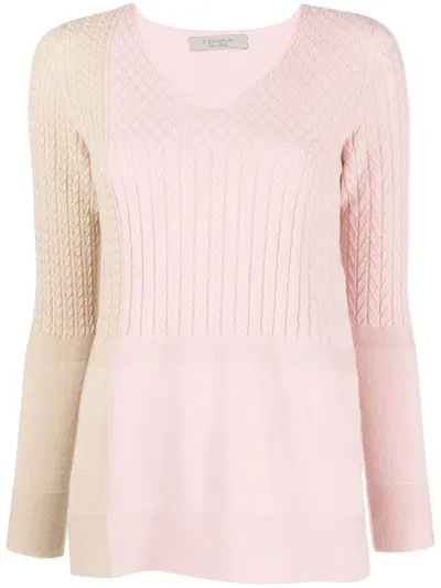 D-exterior Colour-block Cable-knit Jumper In Rosa