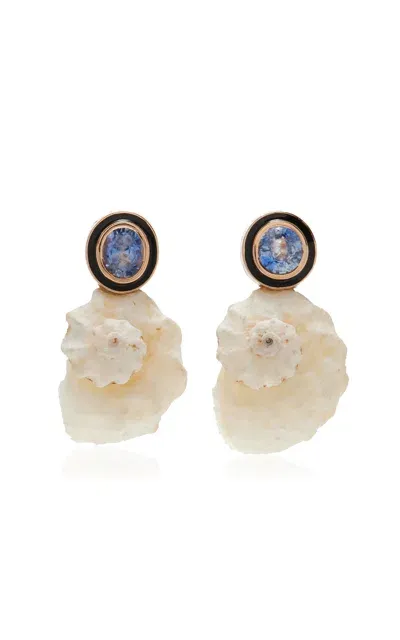 Dezso By Sara Beltran 18k Gold; Coral And Sapphire Earrings In Blue