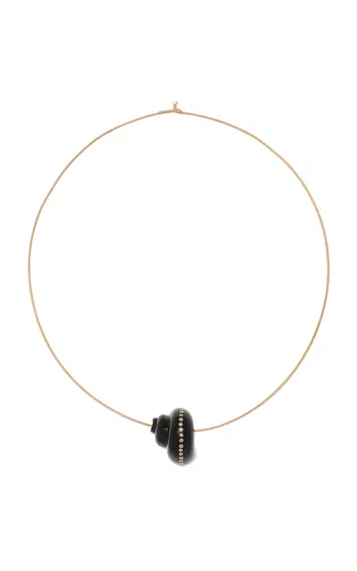 Dezso By Sara Beltran 18k Gold; Onyx And Diamond Necklace In Black