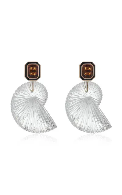 Dezso By Sara Beltran 18k Yellow Gold Crystal Citrine Earrings In White