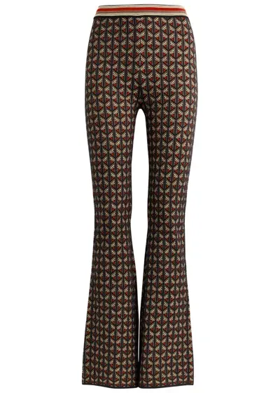 Diane Von Furstenberg Ashdon Intarsia Flared Knitted Trousers In Multicoloured