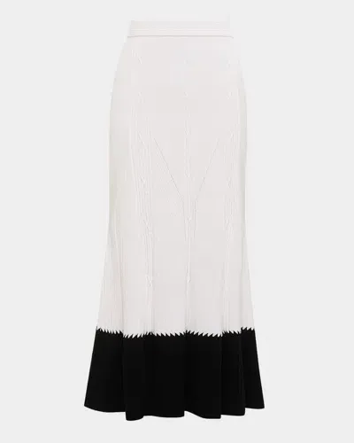 Diane Von Furstenberg Benedetta Ribbed Two-tone Midi Skirt In Black/ivory