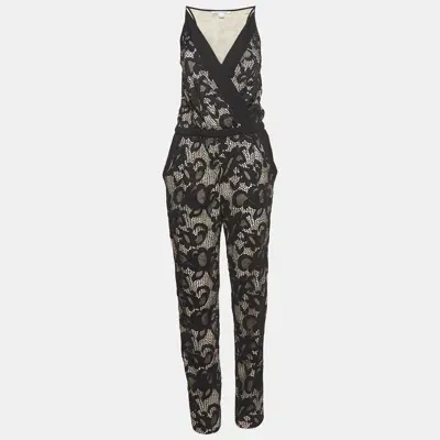 Pre-owned Diane Von Furstenberg Black Guipure Lace Jumpsuit M