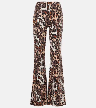 Diane Von Furstenberg Brooklyn Floral-print Flared Trousers In Brown