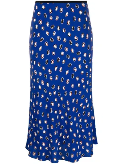 Diane Von Furstenberg Abstract-print Midiskirt In Blue