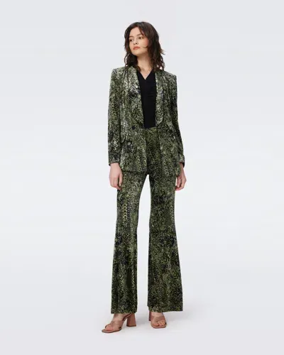 Diane Von Furstenberg Ruthette Velvet Pants By  In Size Xl In Green