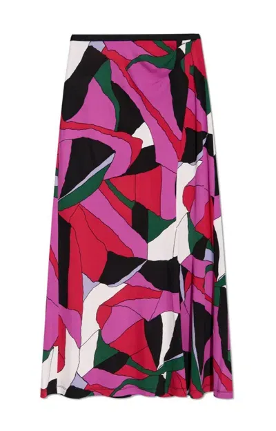 Diane Von Furstenberg Skirt Abstract Printed Midi Skirt In Multi