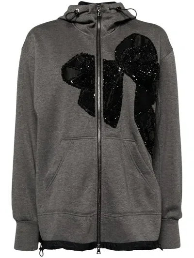 Dice Kayek Crystal-embellished Hooded Jacket In Grey