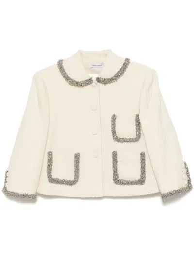 Dice Kayek Embellished Tweed Jacket In Neutrals