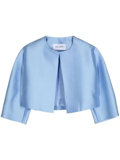 Dice Kayek Satin-finish Cropped Jacket In Blue