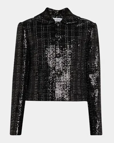 Dice Kayek Sequined Check Single-breasted Jacket In Black