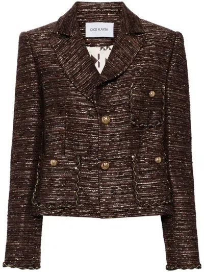 Dice Kayek Tweeded Blazer In Brown