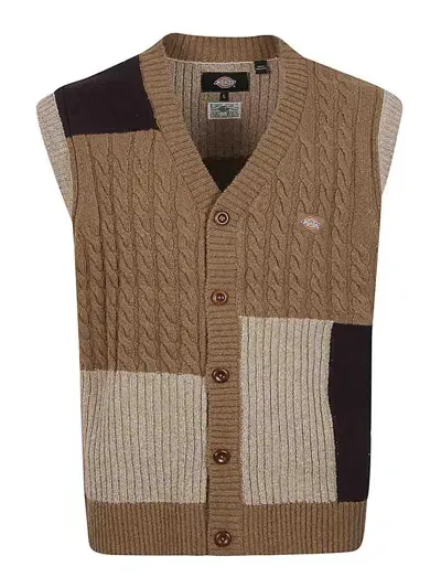 Dickies Lucas Patchwork Vest In Marrón Claro