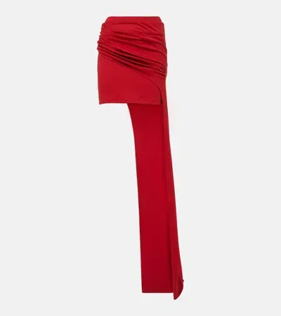 Didu Draped Cotton Jersey Miniskirt In Red