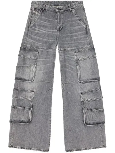 Diesel 1996 D-sire Wide-leg Jeans In Grey