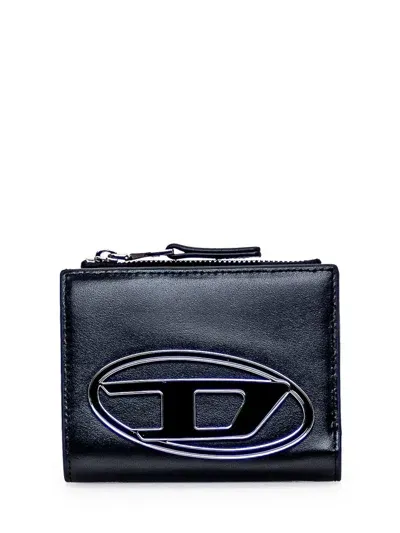 Diesel 1dr Logo Plaque Wallet In Black