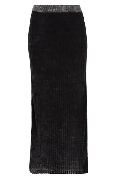 Diesel ® Ai Mixed Media Crop Wool & Nylon Rib Midi Skirt In Black