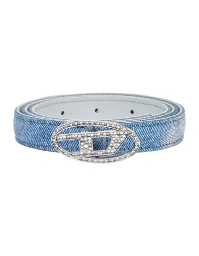 Diesel B-1dr Crystal-embellished Belt In Blue