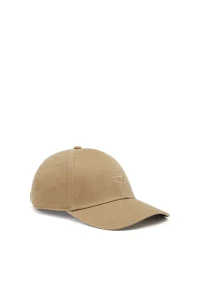 Diesel Baseball Cap In Twill Di Cotone Lavato In Brown