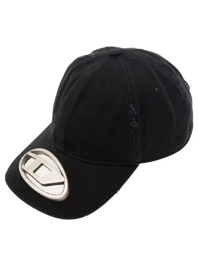 Diesel 'c-beast-a1' Black Baseball Cap With D Logo Cut-out In Cotton Man