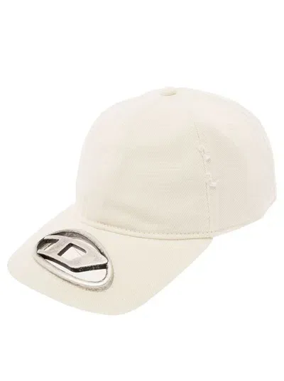 Diesel 'c-beast-a1' White Baseball Cap With D Logo Cut-out In Cotton Man