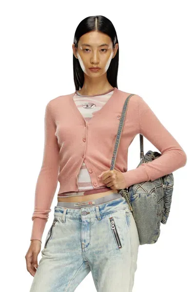 Diesel Cardigan In Lana E Cotone In Pink