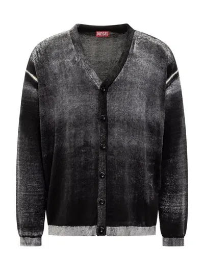 Diesel Cardigan With Logo In Black