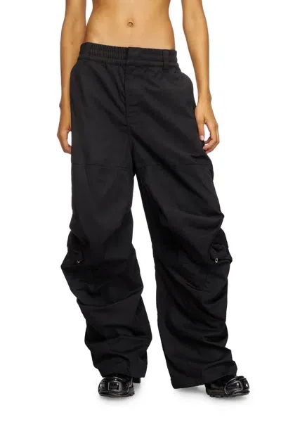 Diesel Cargo Pants In Cotton Twill In Schwarz