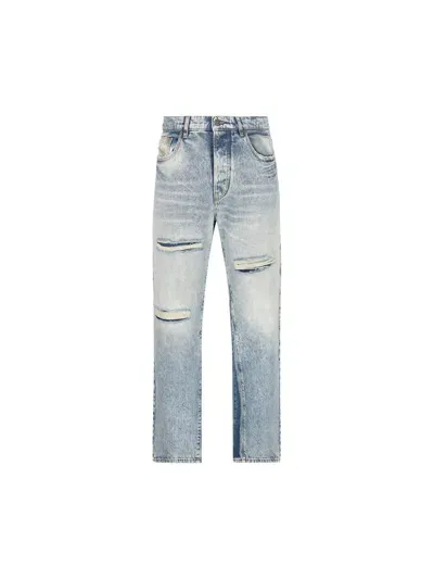 Diesel D-fire 0ajen Distressed Straight Jeans In 01