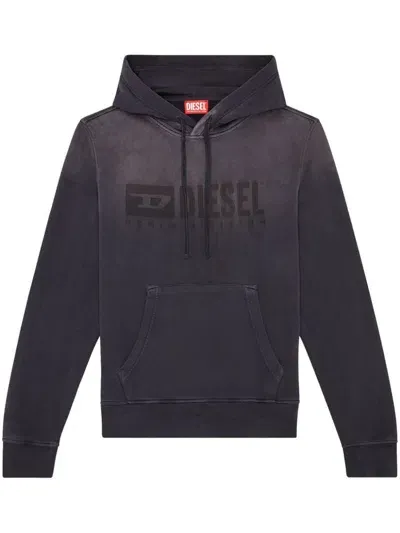 Diesel Logo-print Organic Cotton Hoodie In Nero