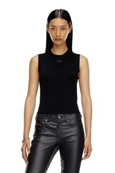 Diesel Gilet Cropped In Lana E Cashmere In Black