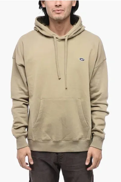 Diesel Hooded S-rob-hood-doval Sweatshirt With Embroidered Logo In Neutral