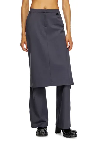 Diesel Hybrid Skirt-pants In Wool Blend In Grey