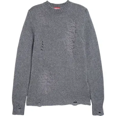 Diesel ® K-norman Distressed Sweater In Grey