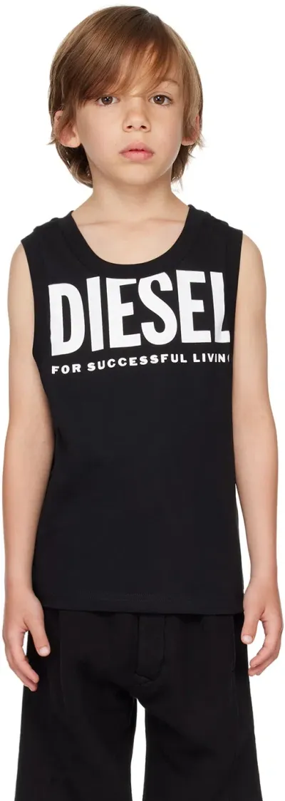 Diesel Kids' Mtgiul Logo-print Tank Top In Black