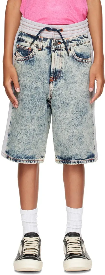 Diesel Kids Blue & Gray Layered Denim Shorts In K01