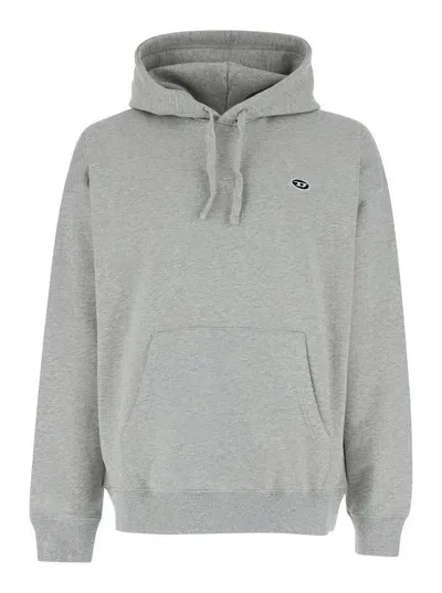 Diesel Logo Embroidered Drawstring Hoodie In Grey