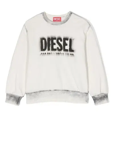 Diesel Logo-print Cotton Sweatshirt In 白色