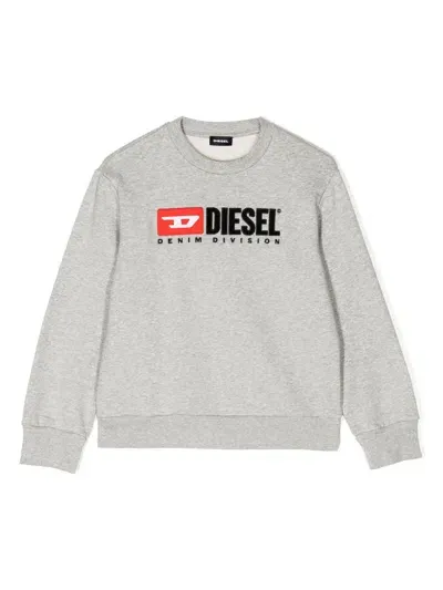 Diesel Kids' Logo-print Cotton Sweatshirt In Grey