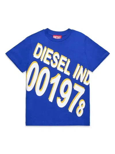 Diesel Kids' Logo-print Cotton T-shirt In Blue