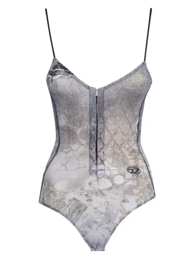 Diesel T-lye-n1 Bodysuit In Grey